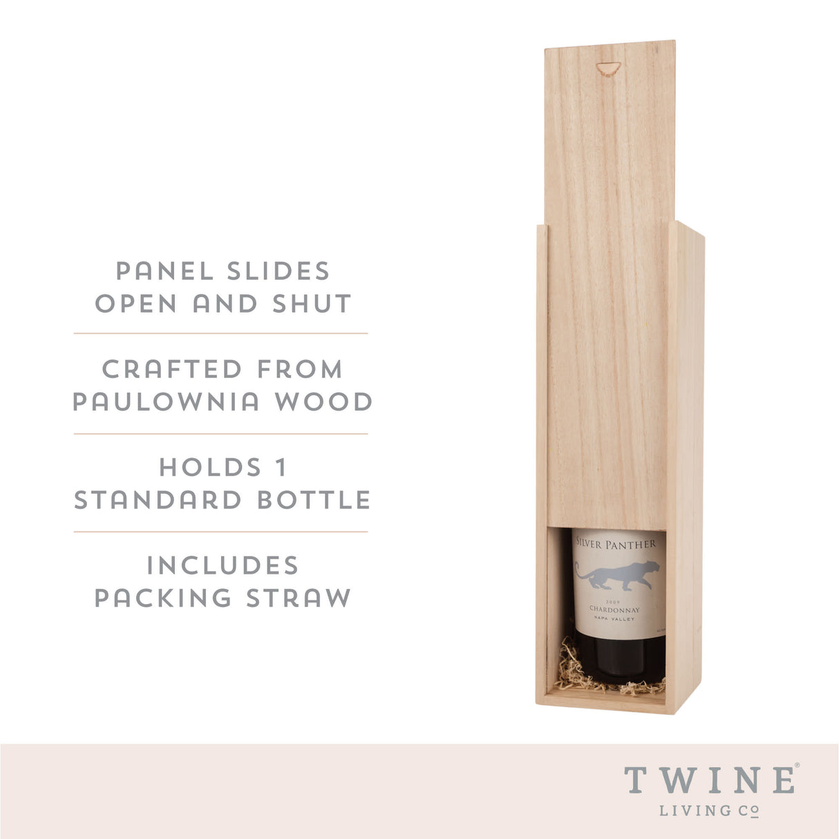 Single Bottle Wood Wine Box Standing with product details