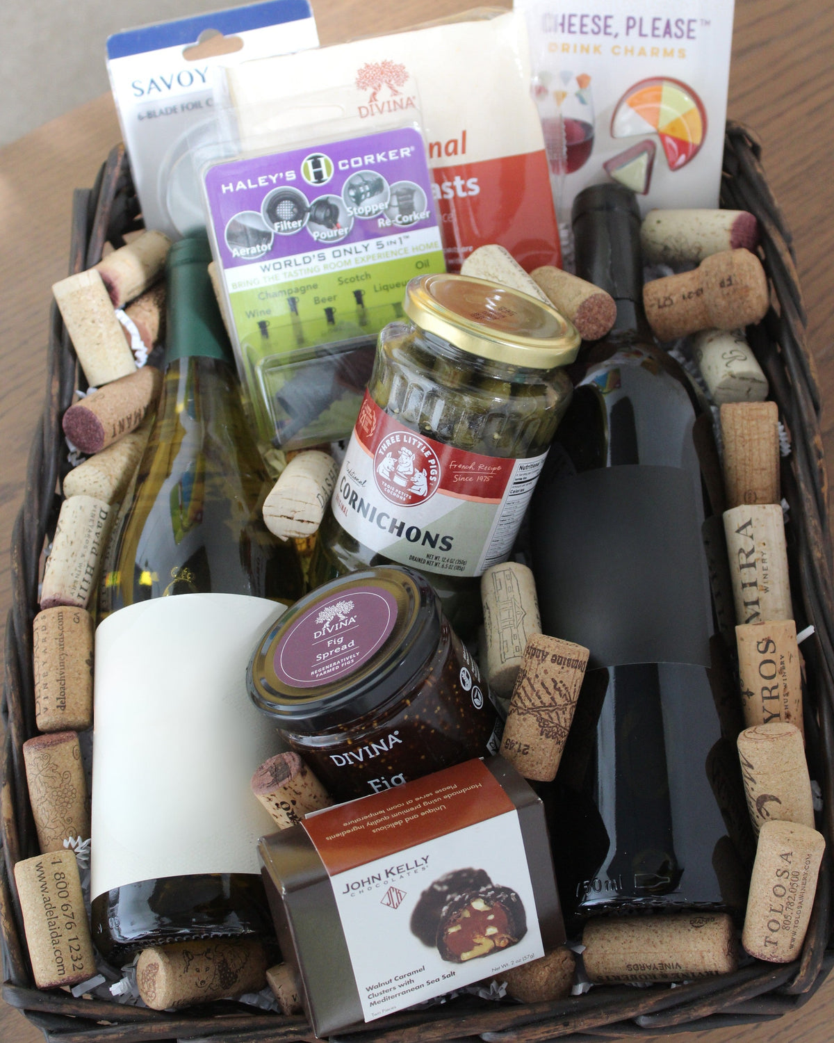 Custom Wine Gift Basket - TWO BOTTLES