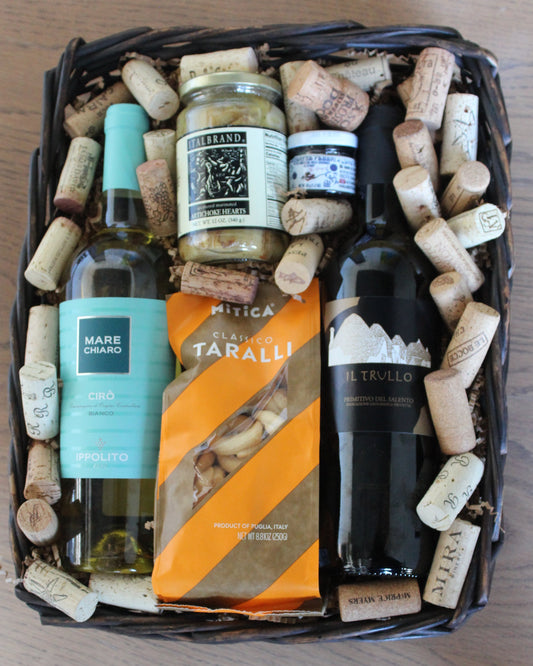 Italian Wine Gift Basket - TWO BOTTLES