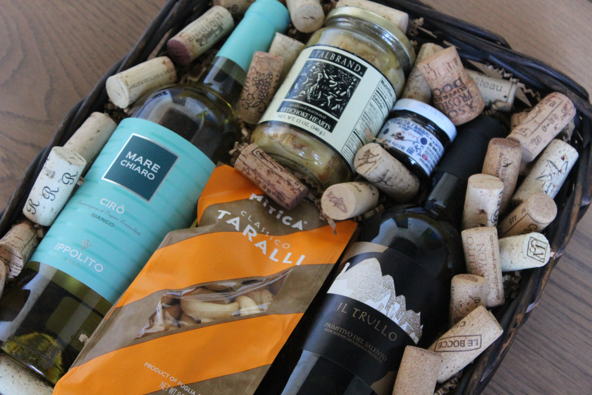 Italian Wine Gift Basket - TWO BOTTLES