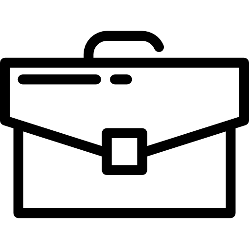 Black outline of a briefcase on a white background